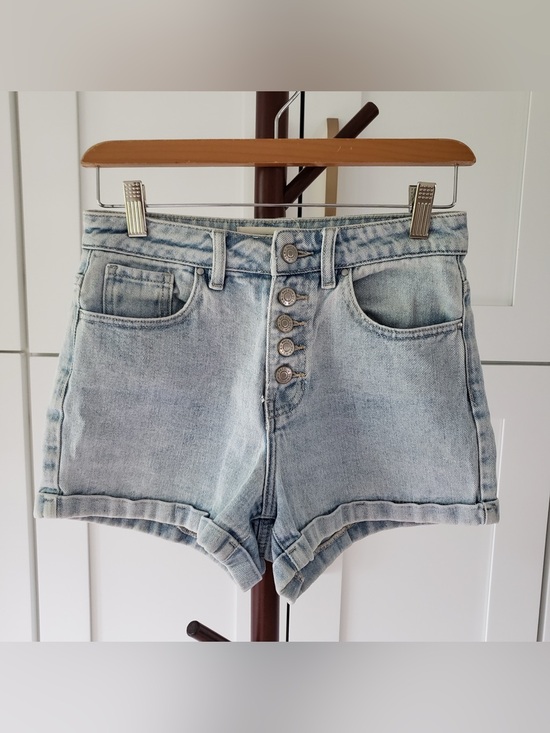 PacSun Pants - PacSun Light Blue High-Rise Button-Fly Denim Shorts